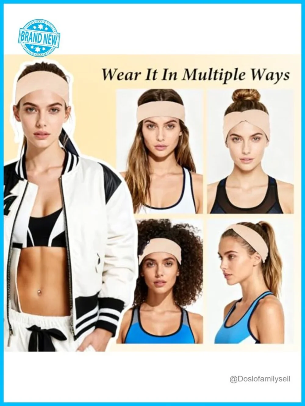 6 Pack Non-Slip Workout Headbands for Women Stretchy Athletic Sweatbands